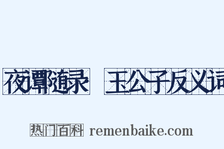 夜谭随录·玉公子反义词是什么意思的图片